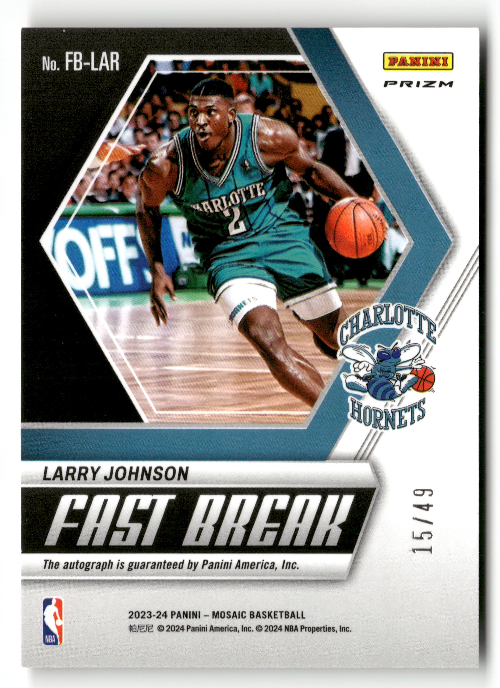 2023-24 Panini Mosaic #FB-LAR Larry Johnson Autographs Fast Break Red #/49