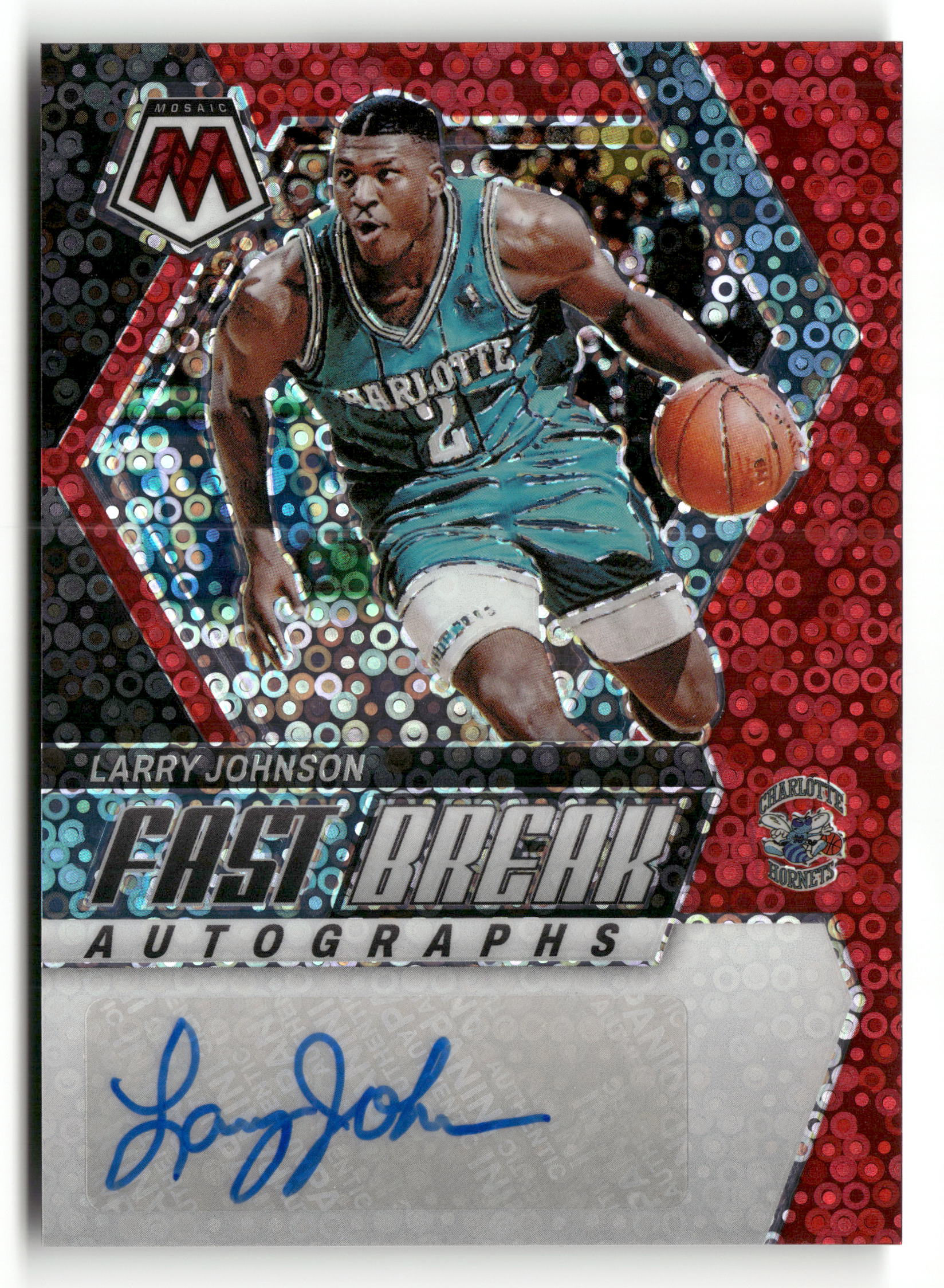 2023-24 Panini Mosaic #FB-LAR Larry Johnson Autographs Fast Break Red #/49