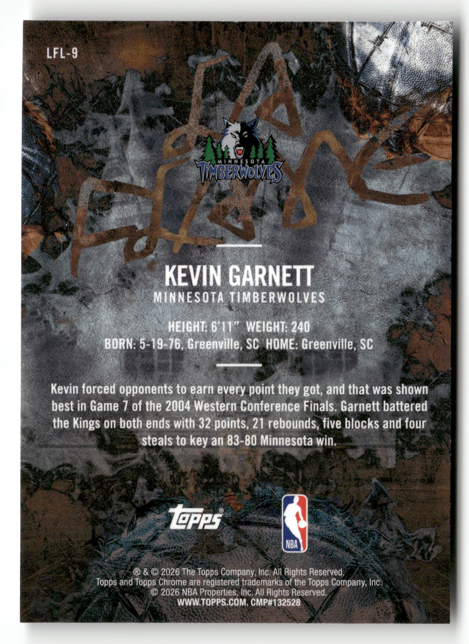 2025-26 Topps Chrome Cactus Jack #LFL-9 Kevin Garnett La Flame Legends