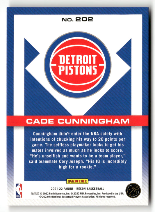 2021-22 Panini Recon #202 Cade Cunningham /199