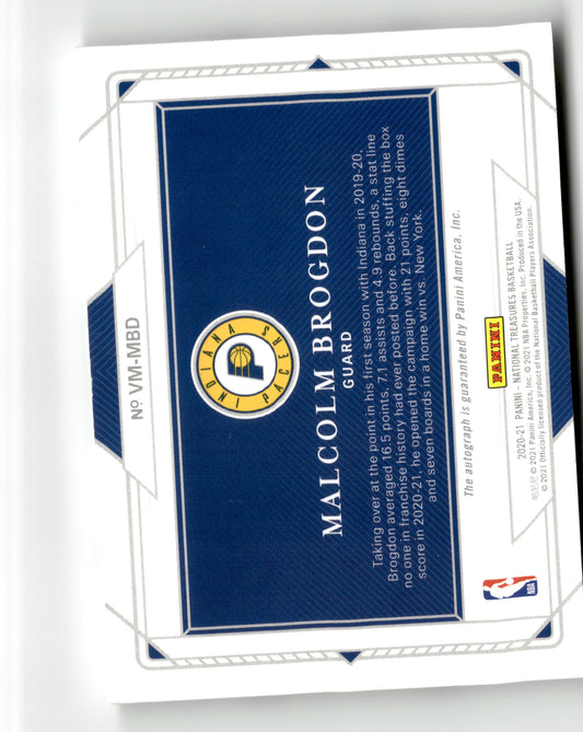 2021-22 Panini National Treasures VM-MBD Malcolm Brogdon Validating Marks #/49