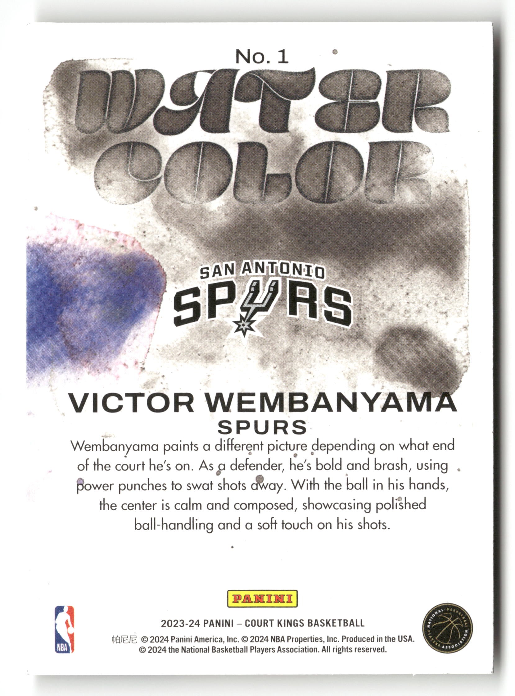 2023-24 Panini Court Kings #1 Victor Wembanyama Water Color