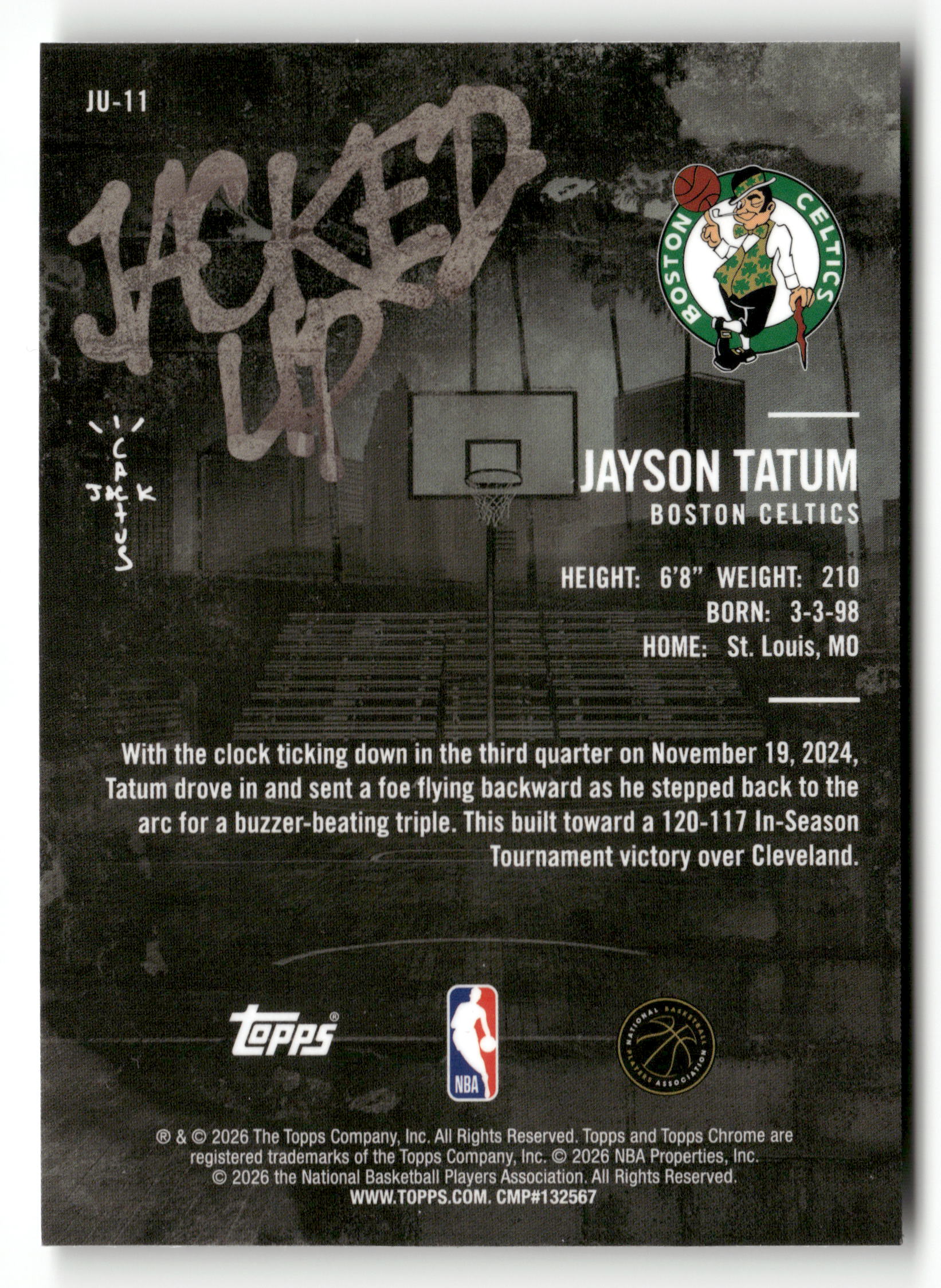 2025-26 Topps Chrome Cactus Jack #JU-11 Jayson Tatum Jacked Up