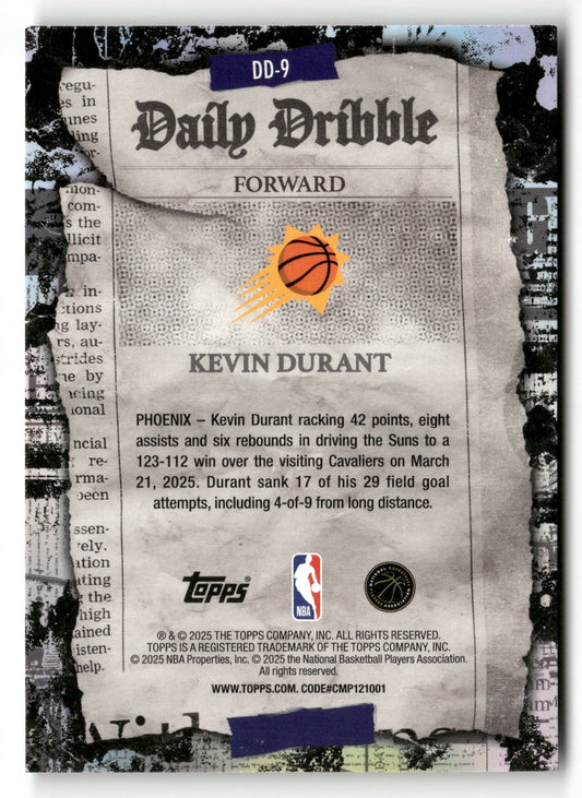 2025-26 Topps #DD-9 Kevin Durant The Daily Dribble Green Rainbow #/99