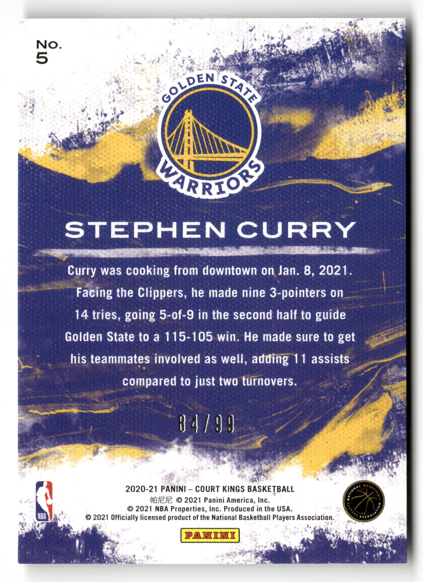 2020-21 Panini Court Kings #5 Stephen Curry Modern Strokes /99