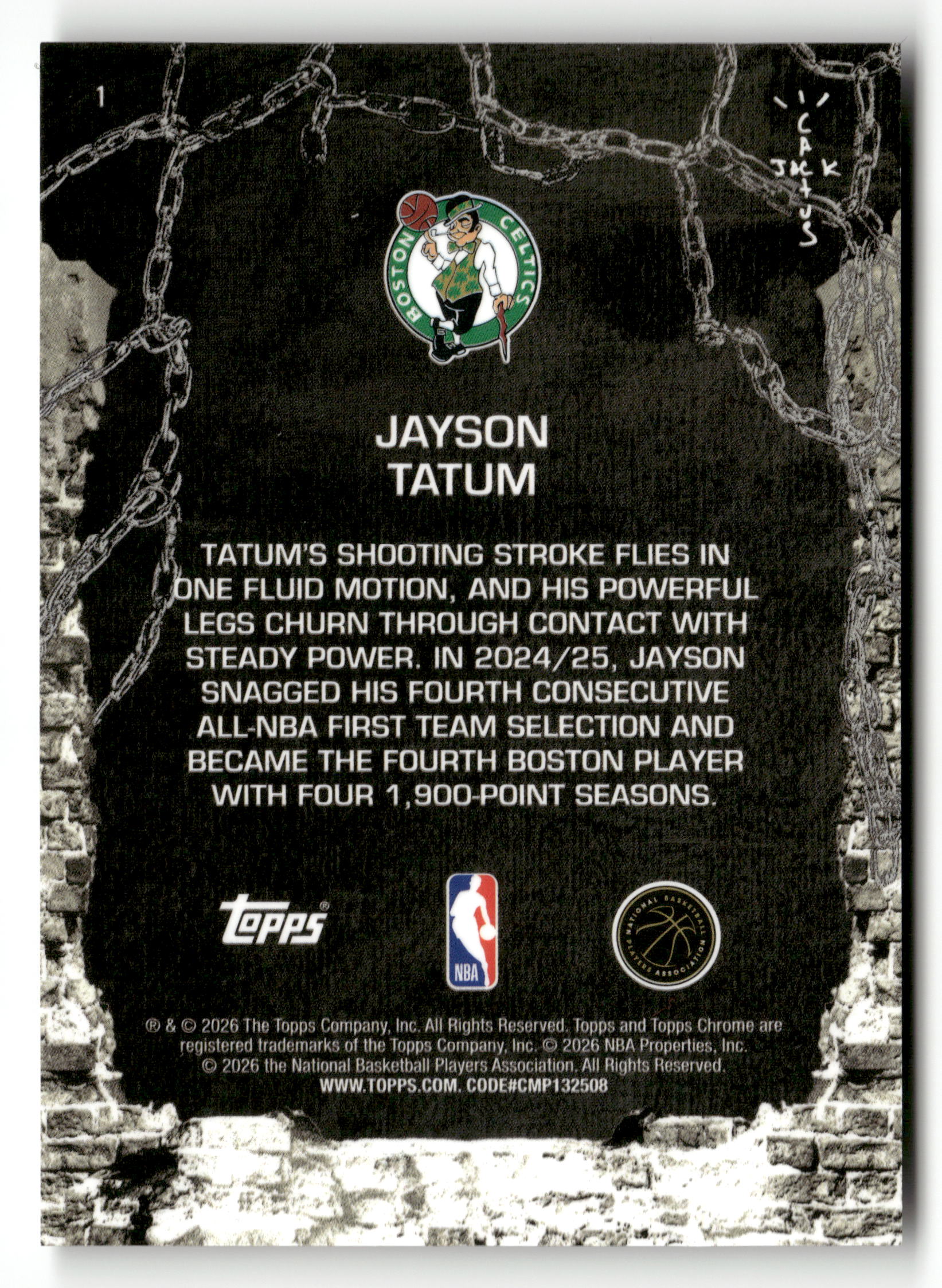 2025-26 Topps Chrome Cactus Jack #1 Jayson Tatum Pink Refractor #/250