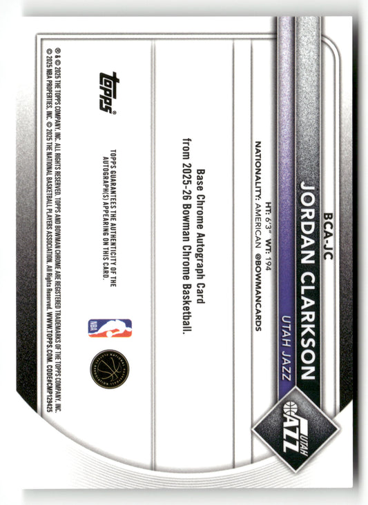 2025-26 Bowman #BCA-JC Jordan Clarkson Chrome Autographs