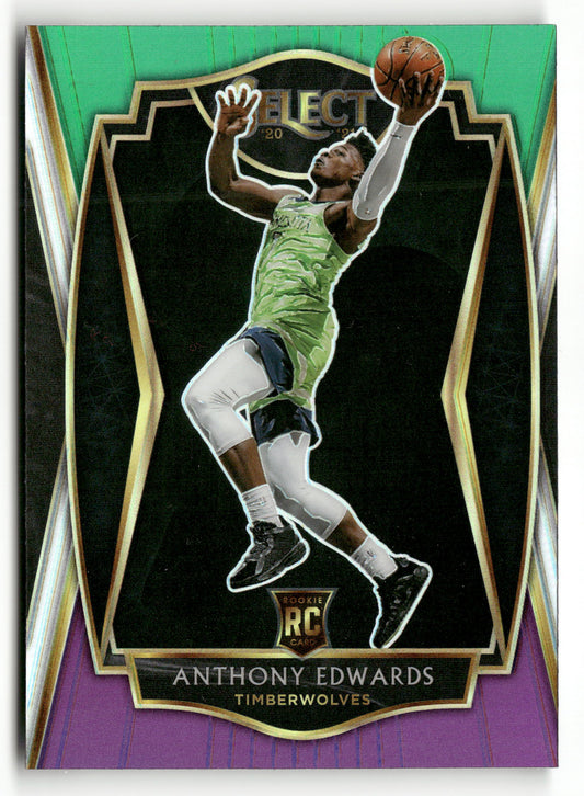 2020-21 Panini Select #169 Anthony Edwards Green White Purple