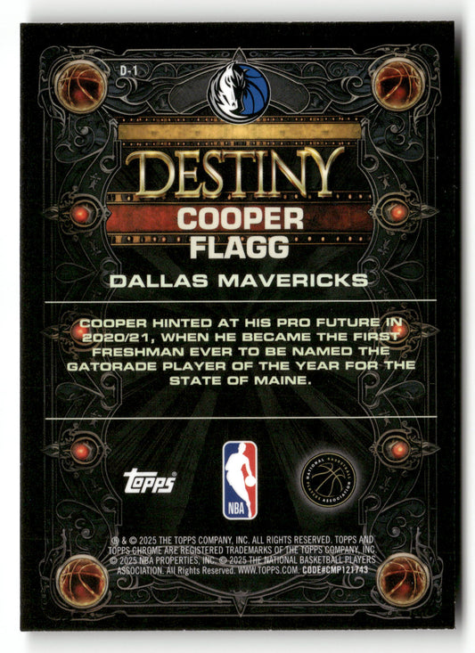2025-26 Topps Chrome #D-1 Cooper Flagg Destiny