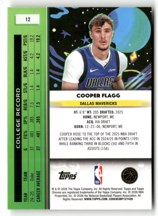 2025-26 Topps Chrome Cosmic #12 Cooper Flagg