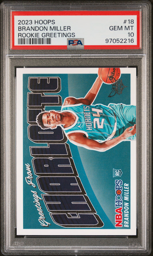 2023 Panini NBA Hoops Rookie Greetings #18 Brandon Miller PSA 10