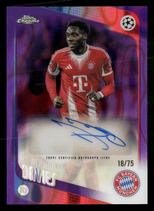 2025-26 Topps Chrome UEFA #CA-AD Alphonso Davies Auto Purple Lava Refractor #/75