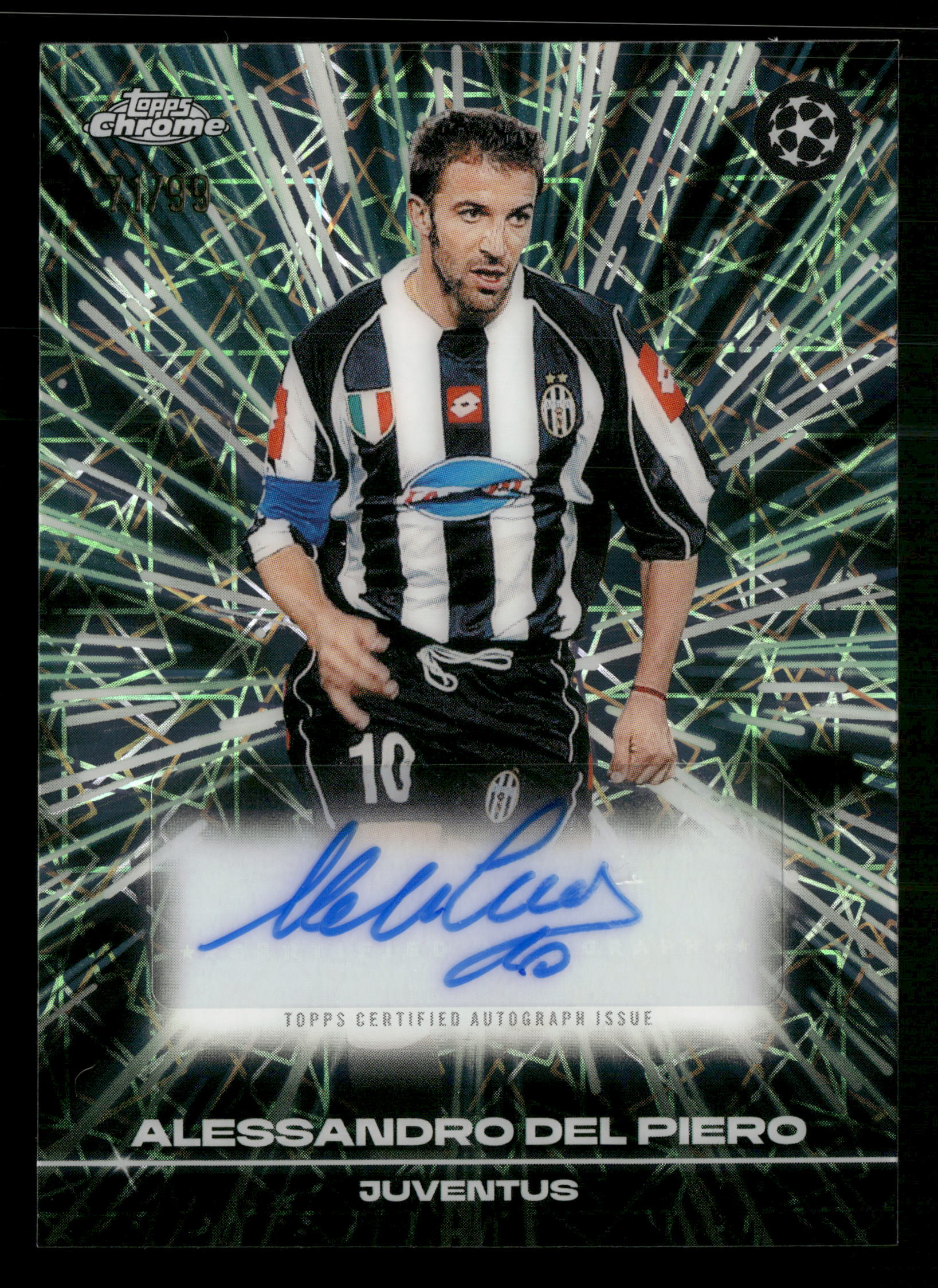 25/26 Topps Chrome UEFA #BLA-ADP Alessandro Del Piero Green Lazer Auto Lazer /99