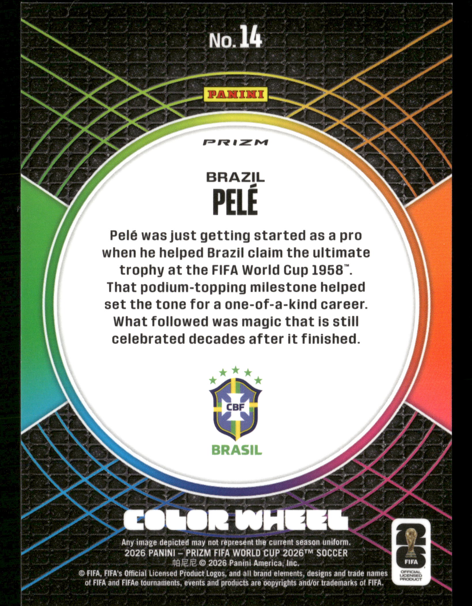 2026 Panini Prizm FIFA World Cup #14 Pele Color Wheel