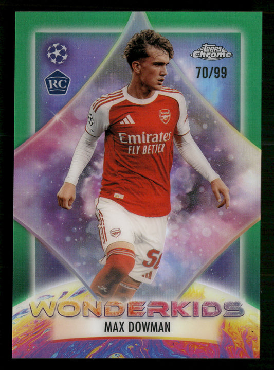 2025-26 Topps Chrome UEFA #WK-4 Max Dowman Wonderkids Green Refractor #/99