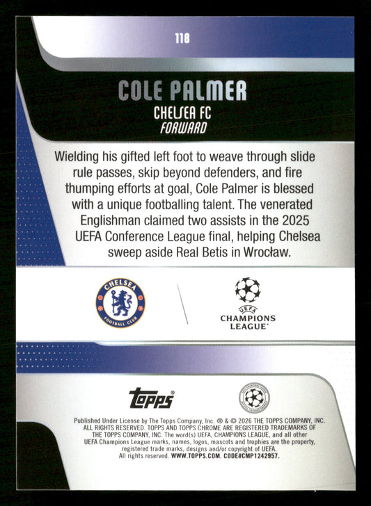2025-26 Topps Chrome UEFA Club Competitions #118 Cole Palmer Purple Lava /75