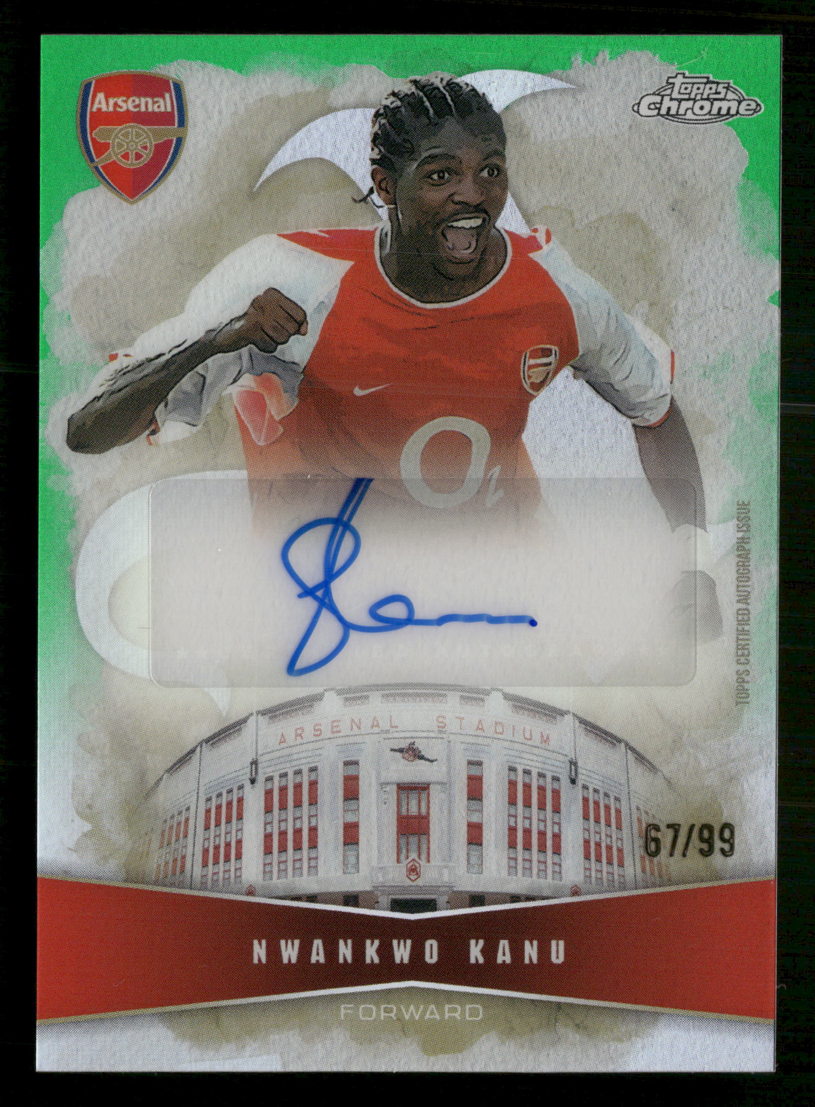 2025-26 Topps Chrome #HA-KA Nwankwo Kanu Highbury Highs Autographs Green #/99
