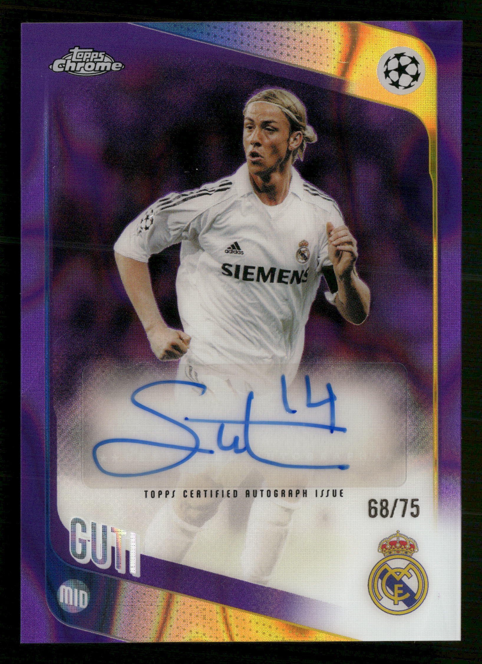 2025-26 Topps Chrome UEFA #CLA-G Guti Legends Autographs Purple Lava #/75