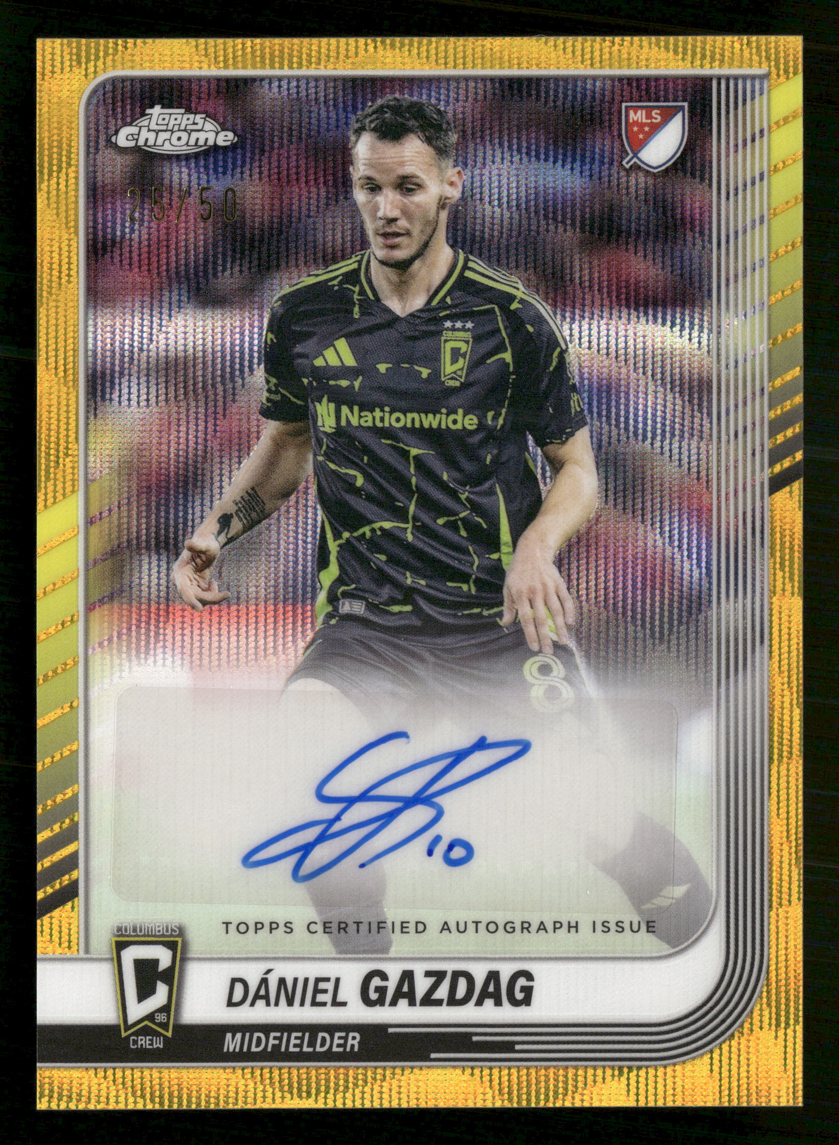 2025 Topps Chrome MLS #CA-DG Dániel Gazdag Autographs Gold Wave #/50