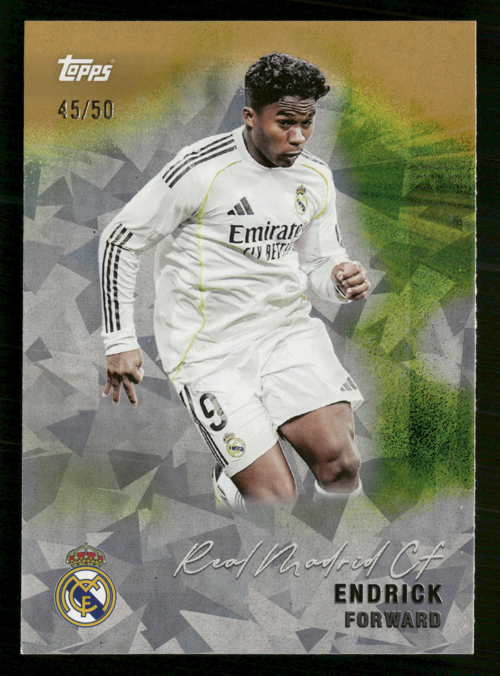 2025-26 Topps Real Madrid Team Set #31 Endrick Gold Icy Foil #/50