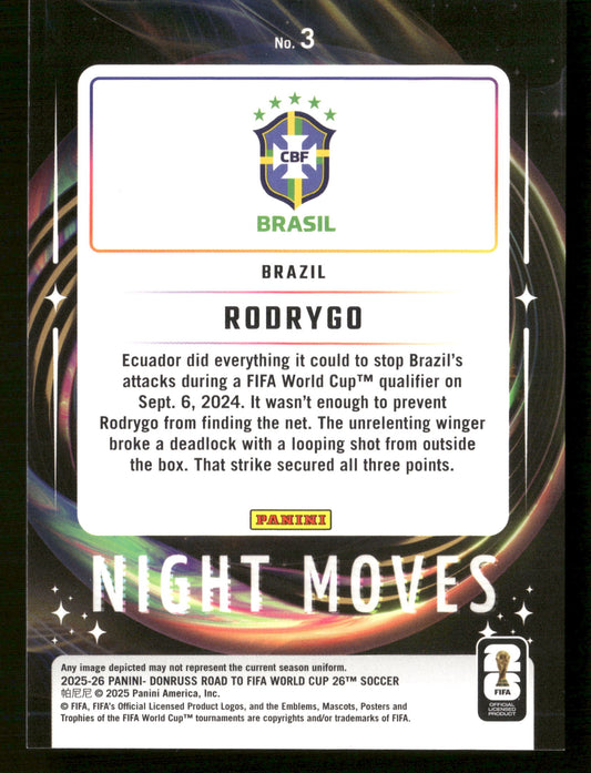 2025/26 Donruss World Cup #3 Rodrygo Night Moves