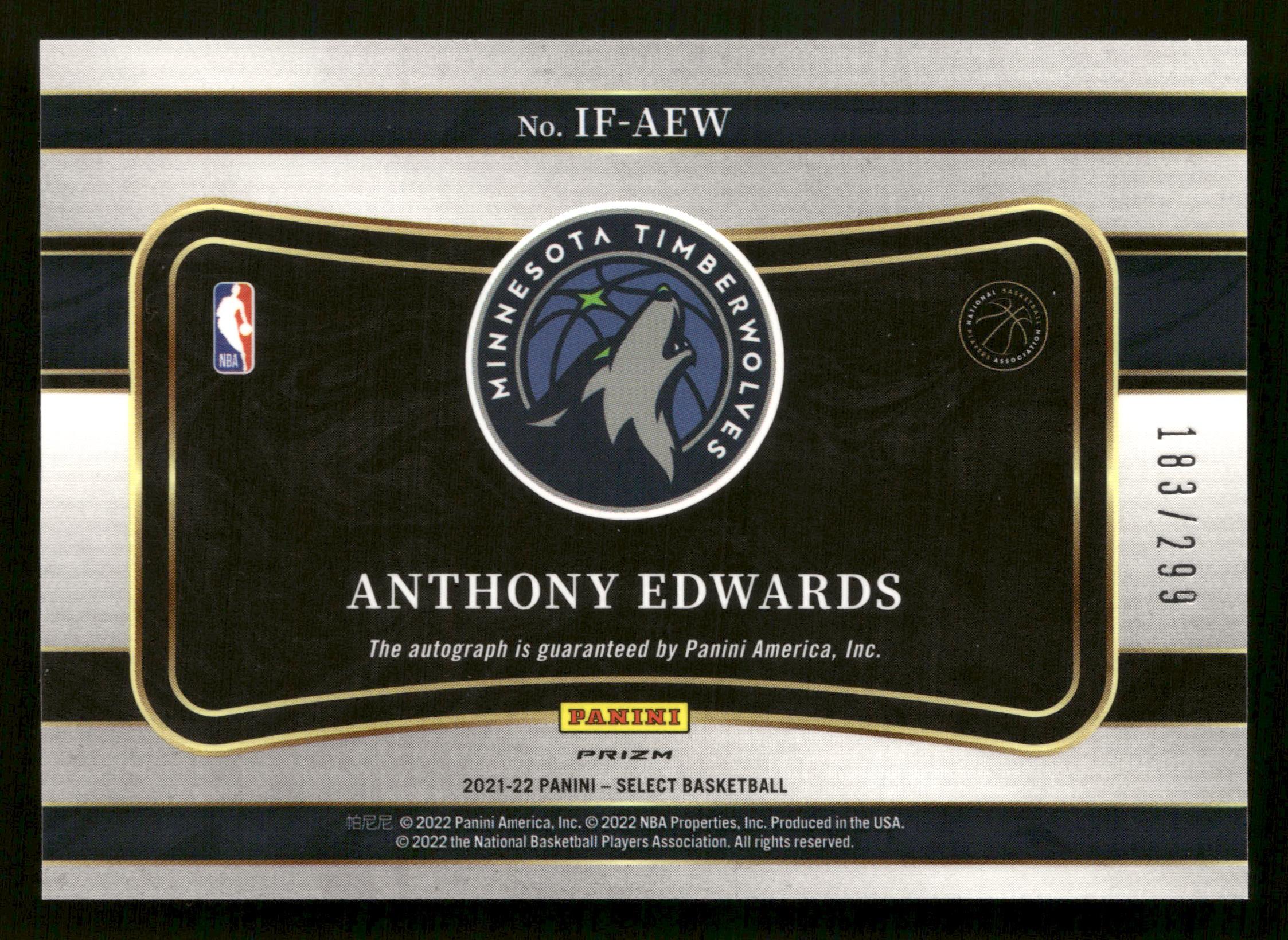 2021-22 Panini Select #IF-AEW Anthony Edwards In Flight Signatures #/299