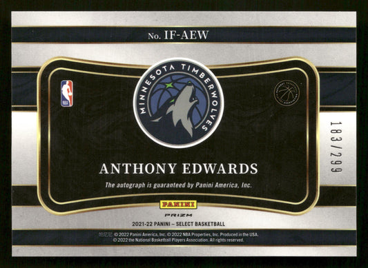 2021-22 Panini Select #IF-AEW Anthony Edwards In Flight Signatures #/299