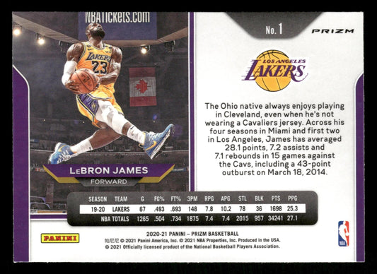 2020-21 Panini Prizm #1 LeBron James Green Prizms