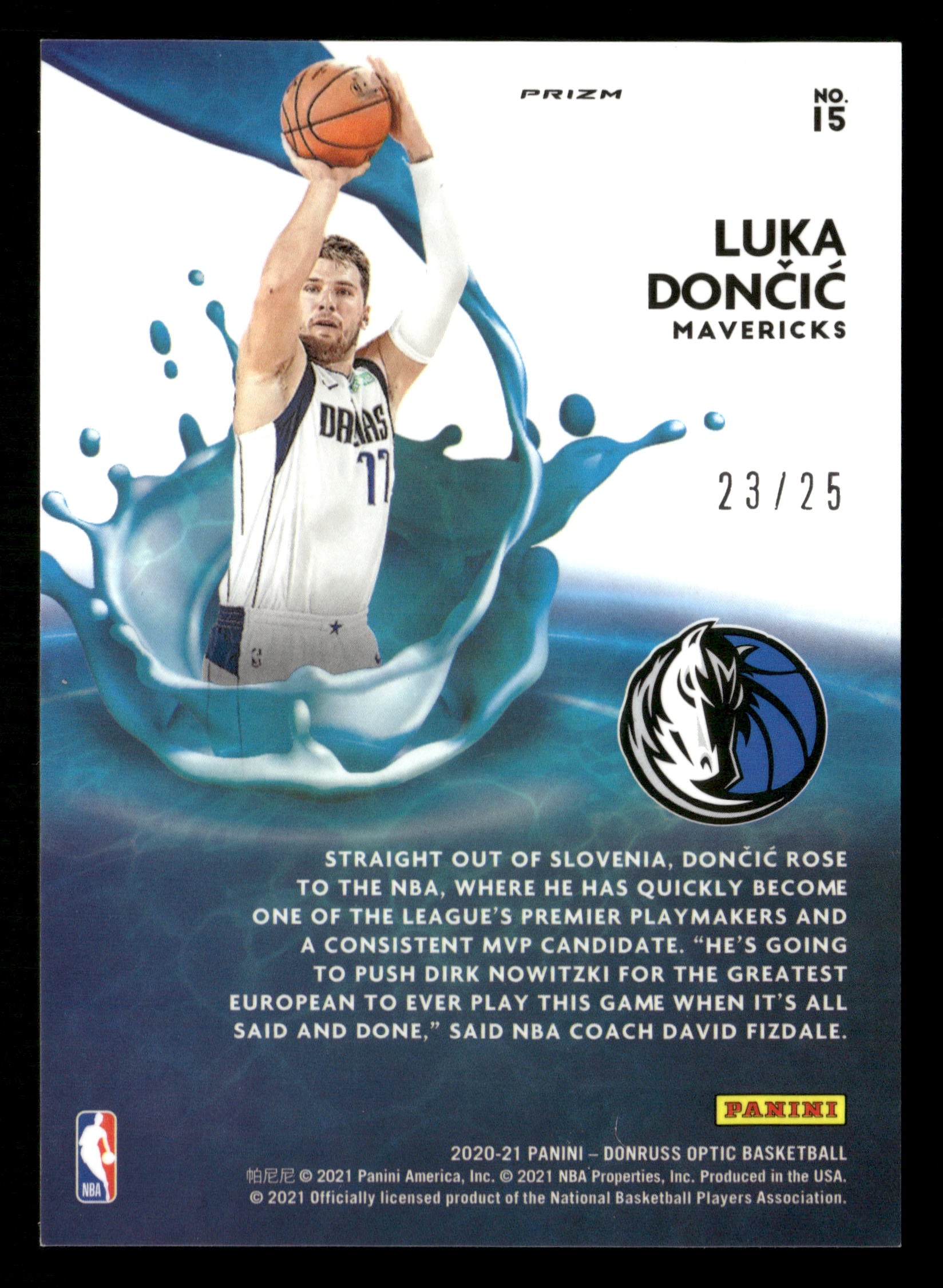 2020-21 Donruss Optic #15 Luka Doncic Splash! Holo