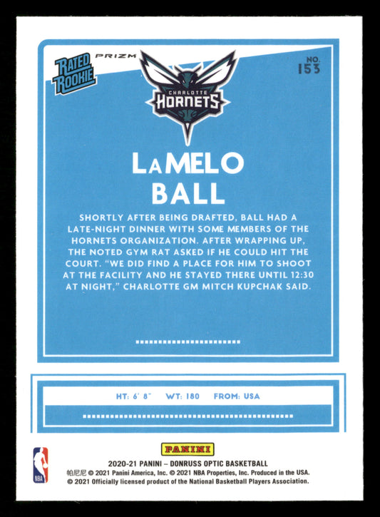 2020-21 Donruss Optic #153 LaMelo Ball Silver Prizm RC