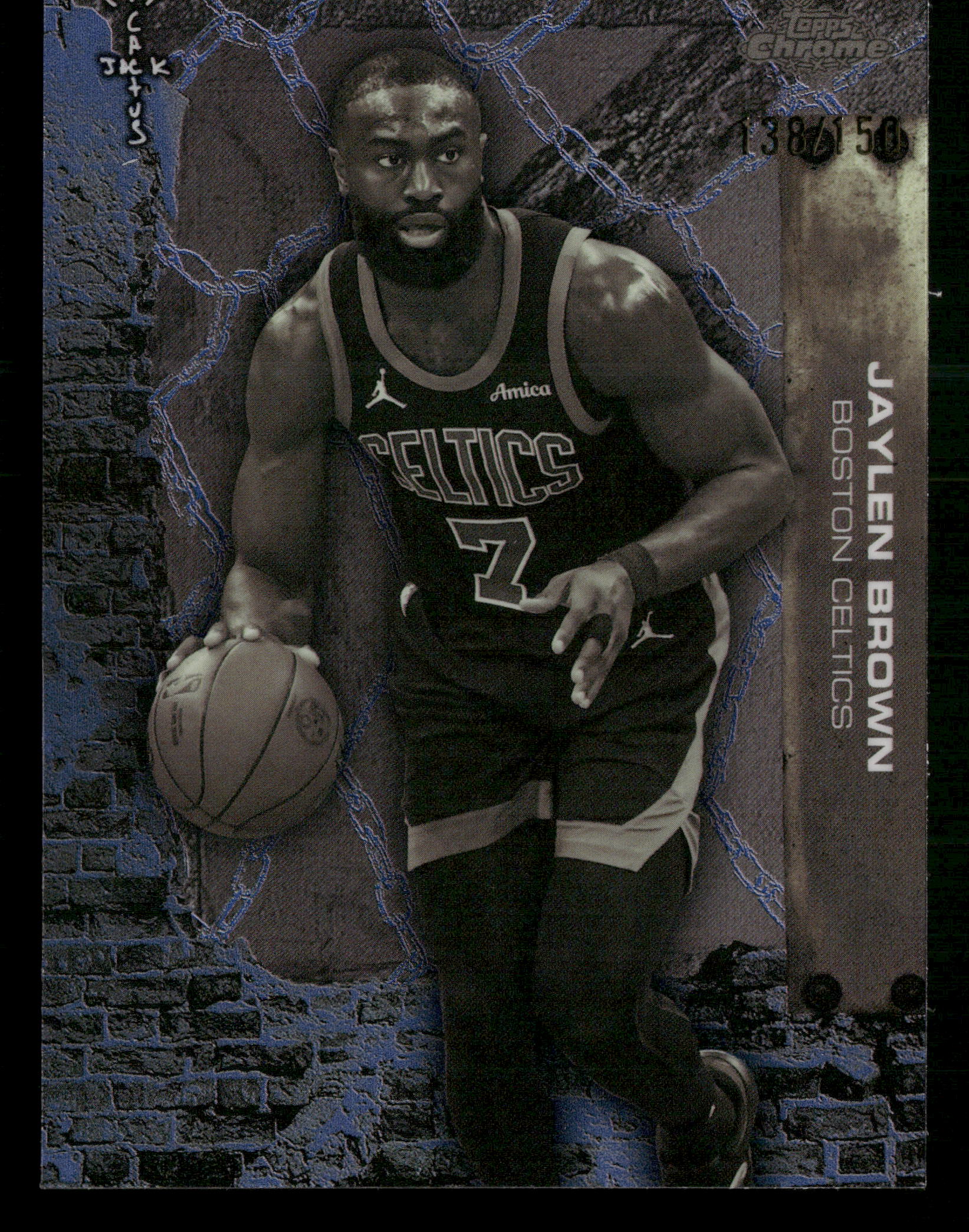 2025-26 Topps Chrome Cactus Jack #2 Jaylen Brown Blue Refractor #/150