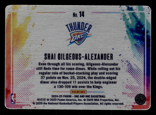 2024-25 Panini One and One #14 Shai Gilgeous-Alexander Black Color Blast