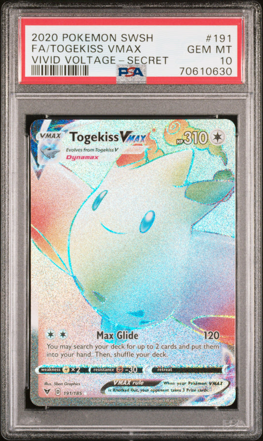 2020 Pokemon Sword & Shield Vivid Voltage #191 Fa/Togekiss Vmax Secret PSA 10