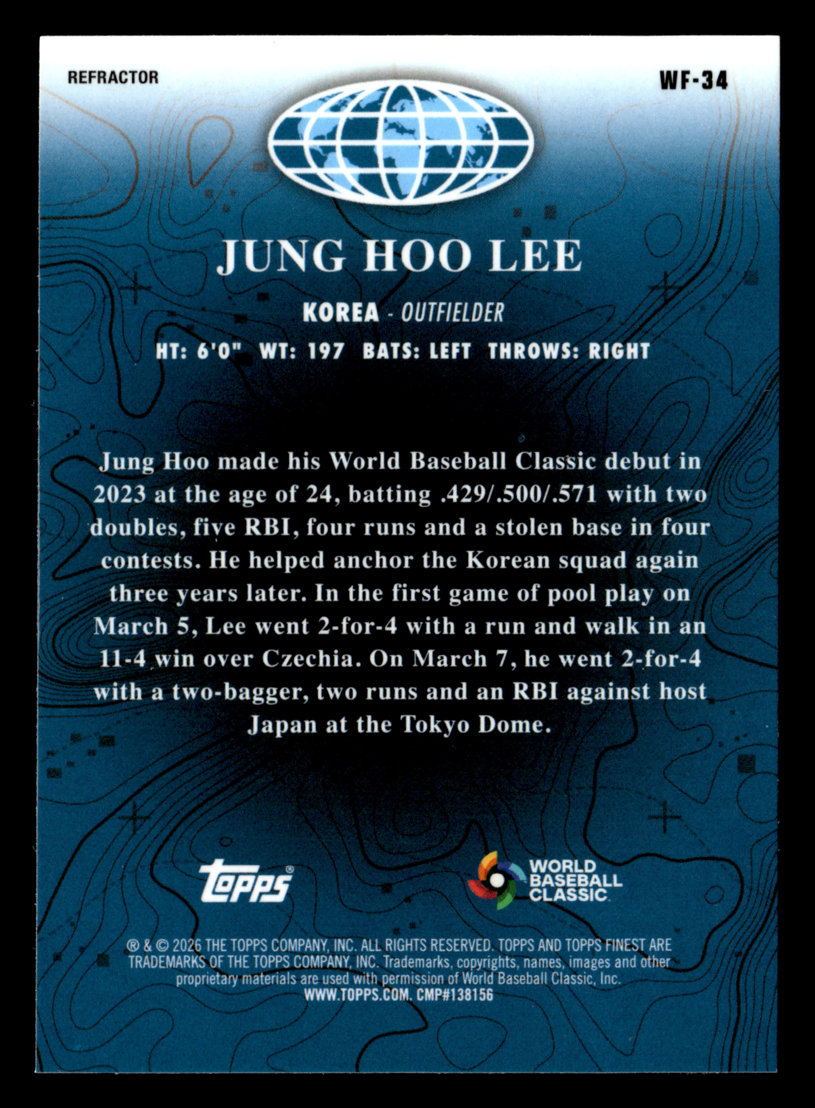 2026 Finest #WF-34 Jung Hoo Lee World's Finest Refractors