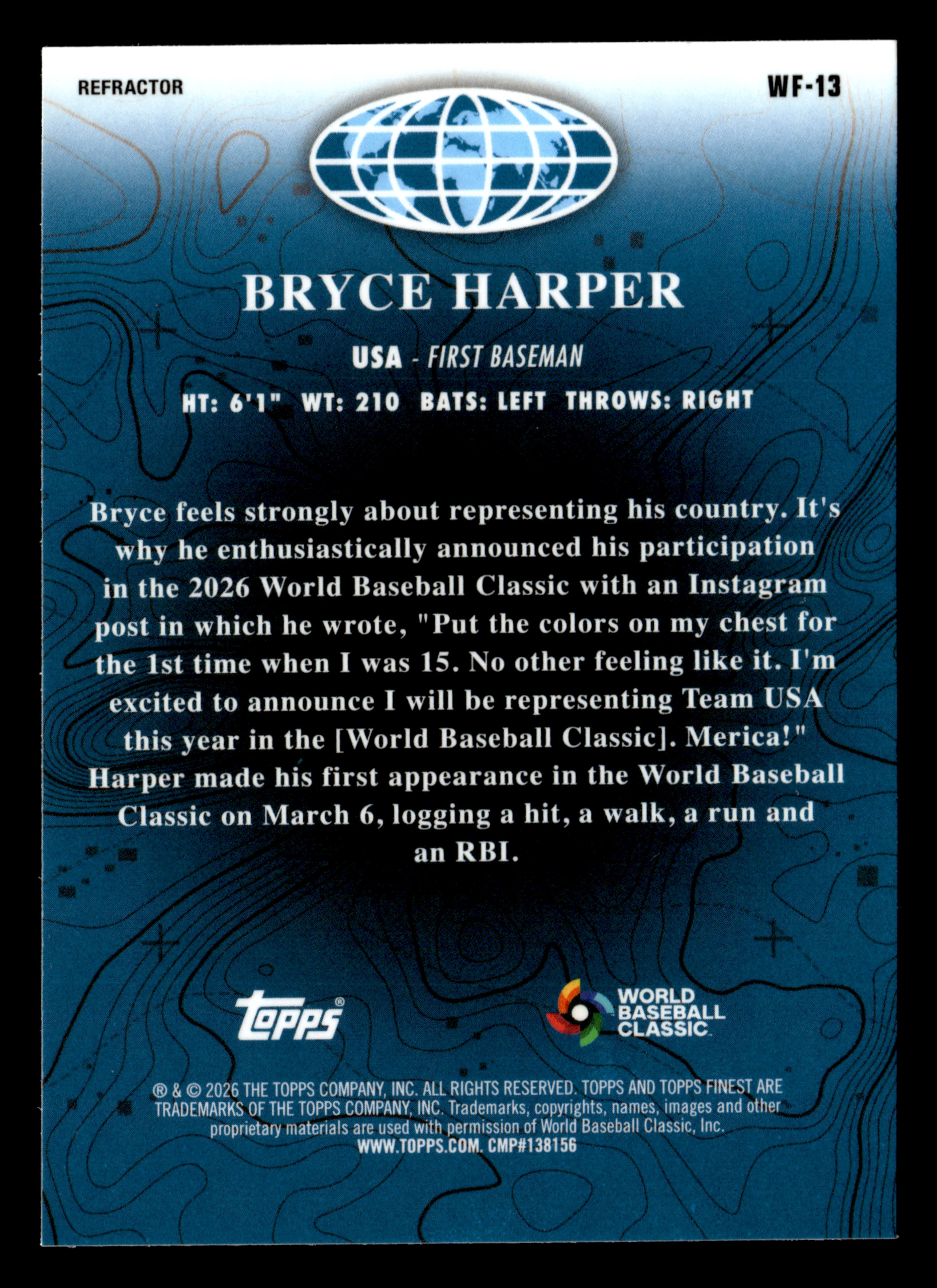 2026 Finest #WF-13 Bryce Harper World's Finest Refractors