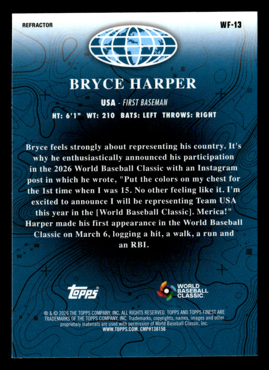 2026 Finest #WF-13 Bryce Harper World's Finest Refractors