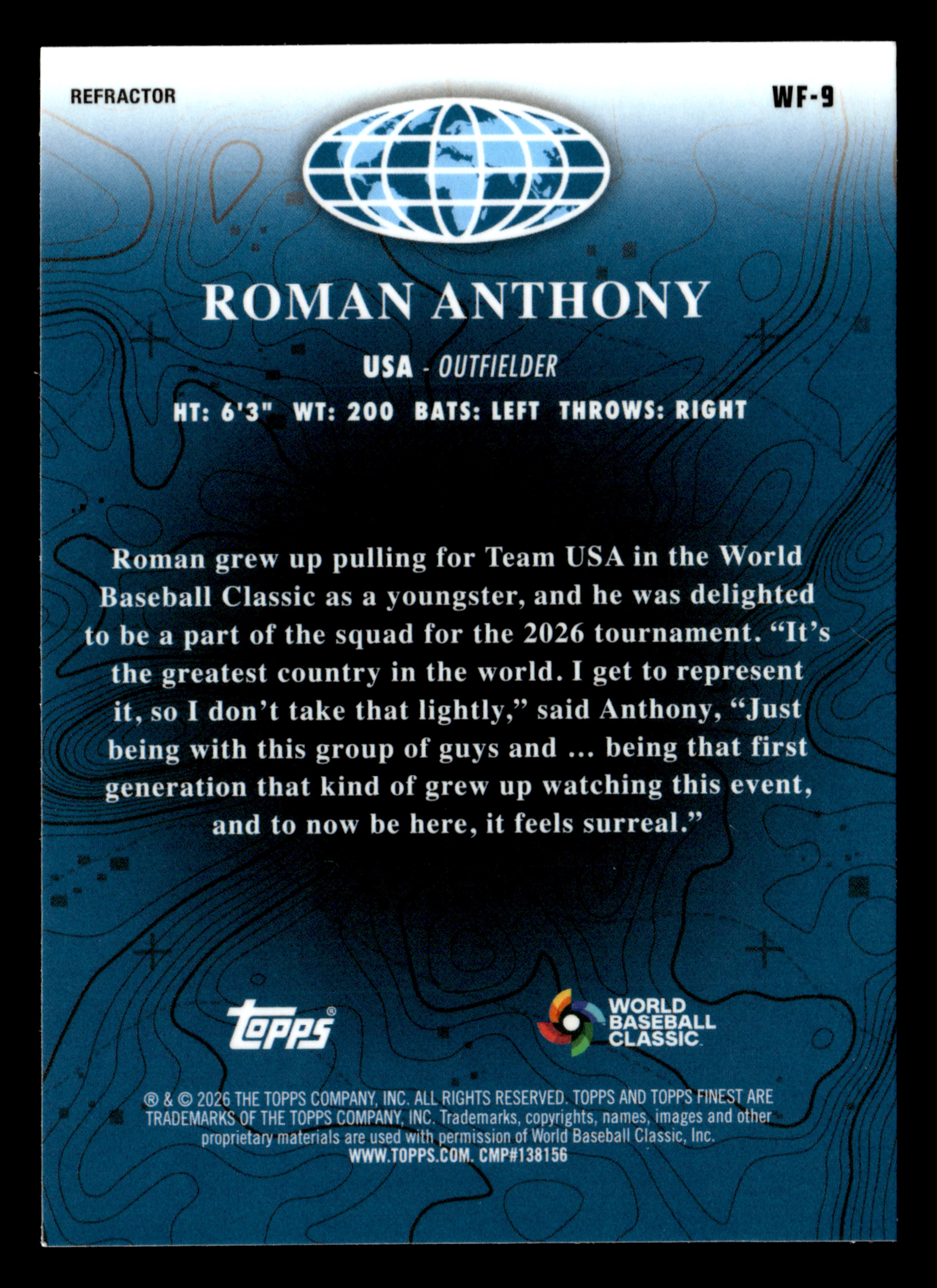 2026 Finest #WF-9 Roman Anthony World's Finest Refractors