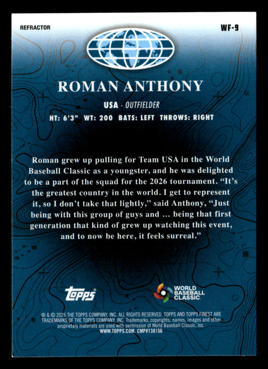 2026 Finest #WF-9 Roman Anthony World's Finest Refractors