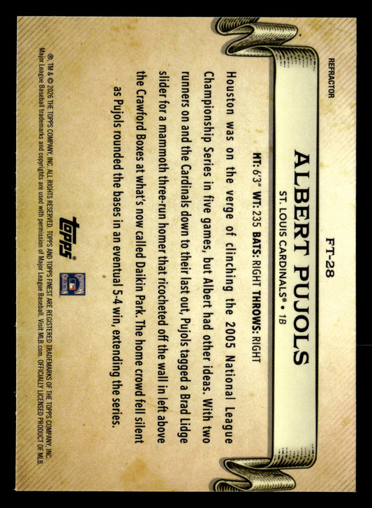 2026 Finest #FT-28 Albert Pujols Finest Timelines Refractors