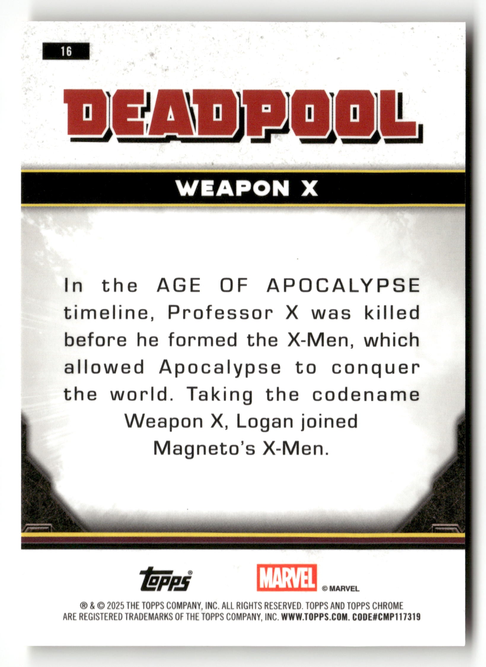 2026 Topps Chrome Deadpool Marvel #16 Weapon X /39 Human Torch Refractor