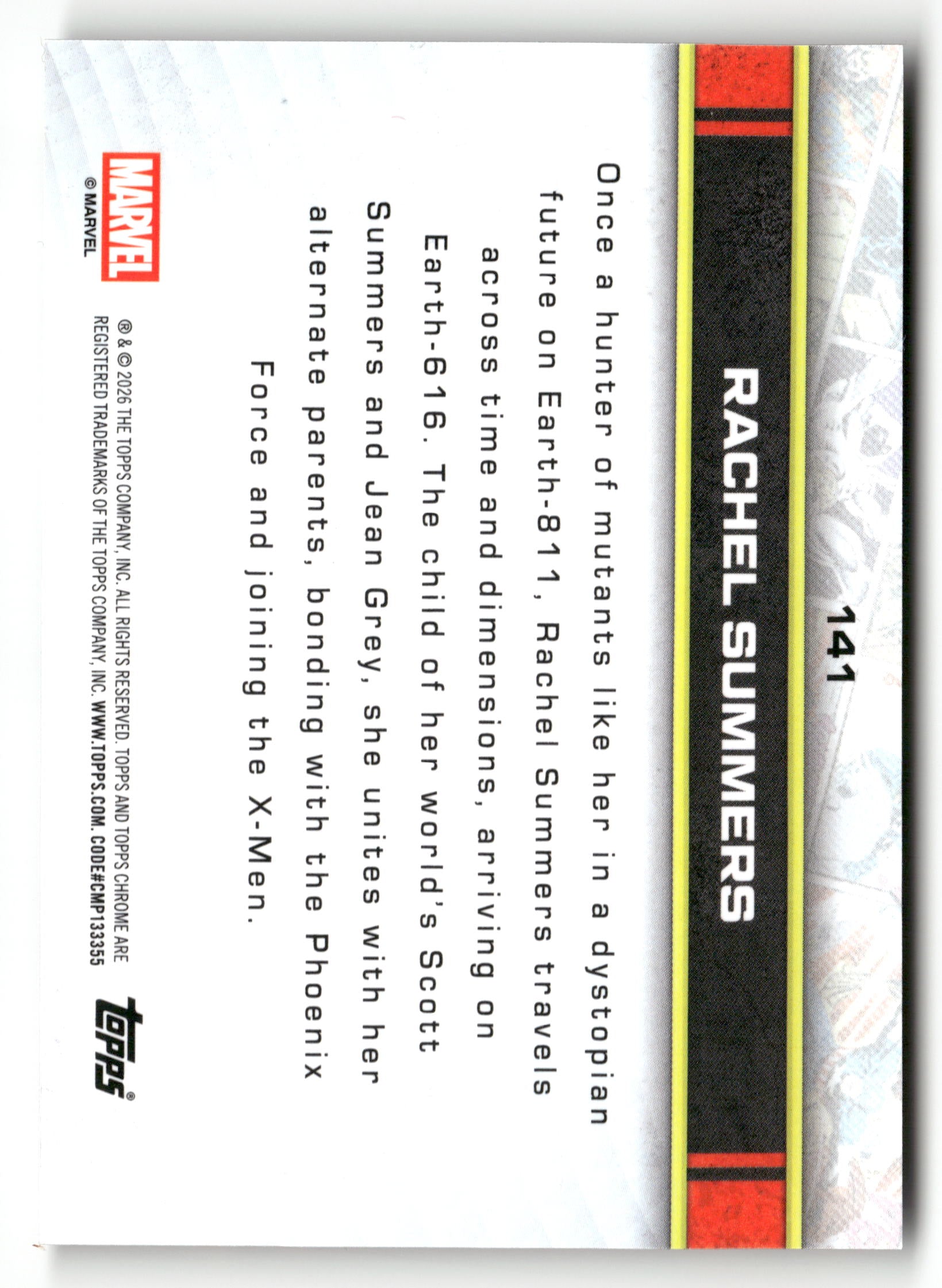 2026 Topps Chrome Marvel Comics #141 Rachel Summers Black X-Fractor