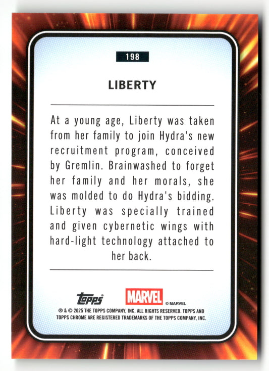 2026 Topps Chrome Marvel Comics #198 Liberty /199 Aqua Refractor