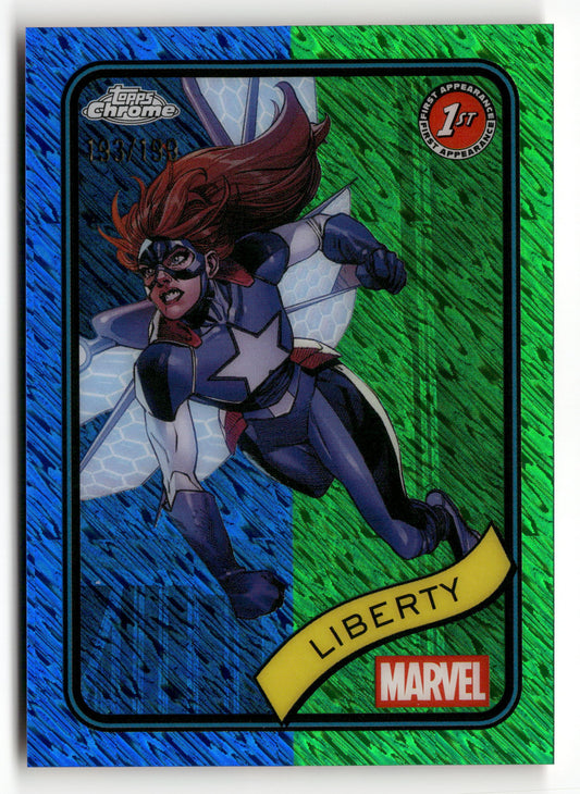 2026 Topps Chrome Marvel Comics #198 Liberty /199 Aqua Refractor
