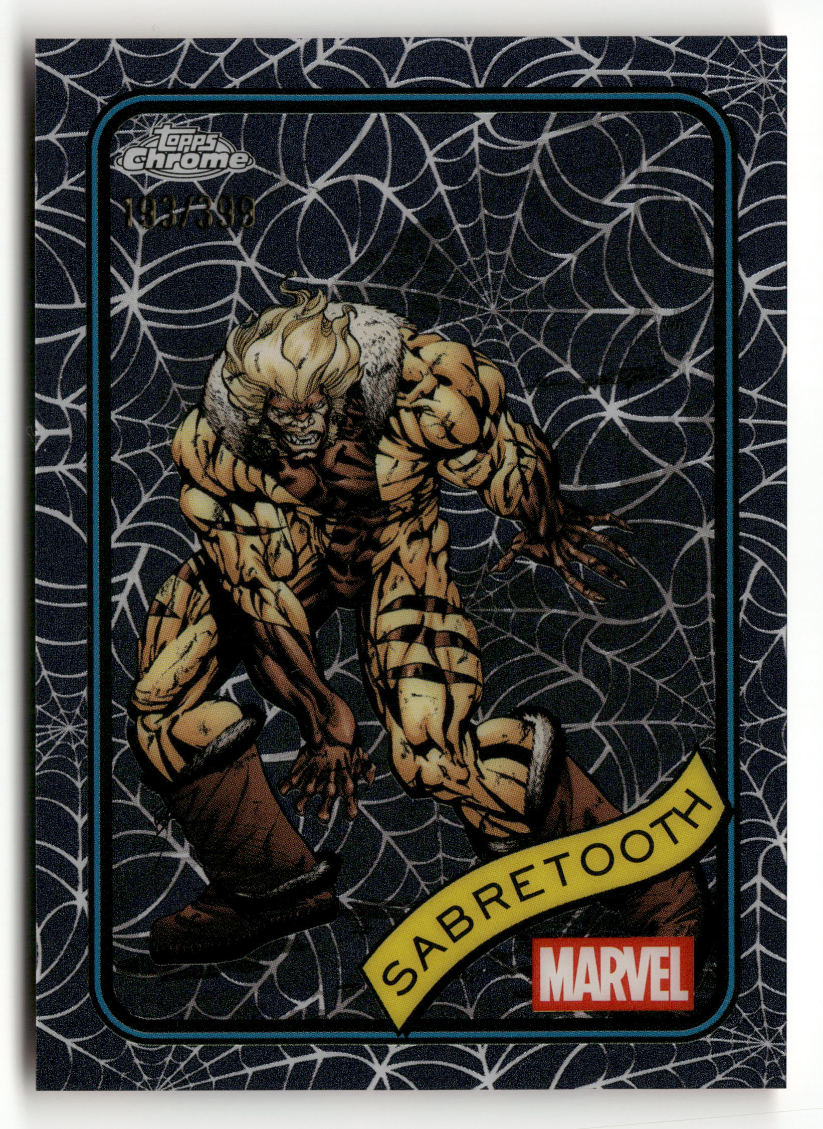 2025 Topps Chrome Marvel Comics #92 Sabretooth Spider-Web Refractor