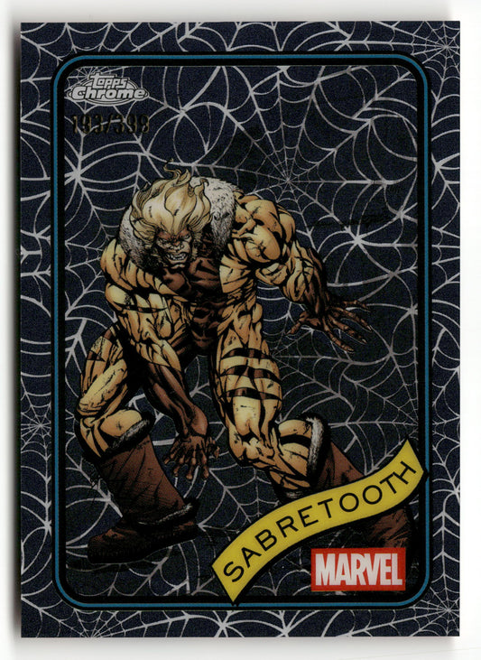 2025 Topps Chrome Marvel Comics #92 Sabretooth Spider-Web Refractor