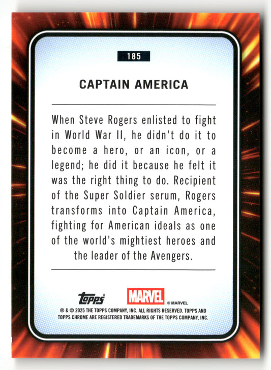 2025 Topps Chrome Marvel #185 Captain America Iron Man Red & Gold Lazer