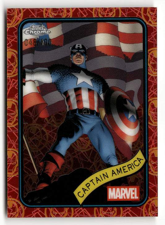2025 Topps Chrome Marvel #185 Captain America Iron Man Red & Gold Lazer