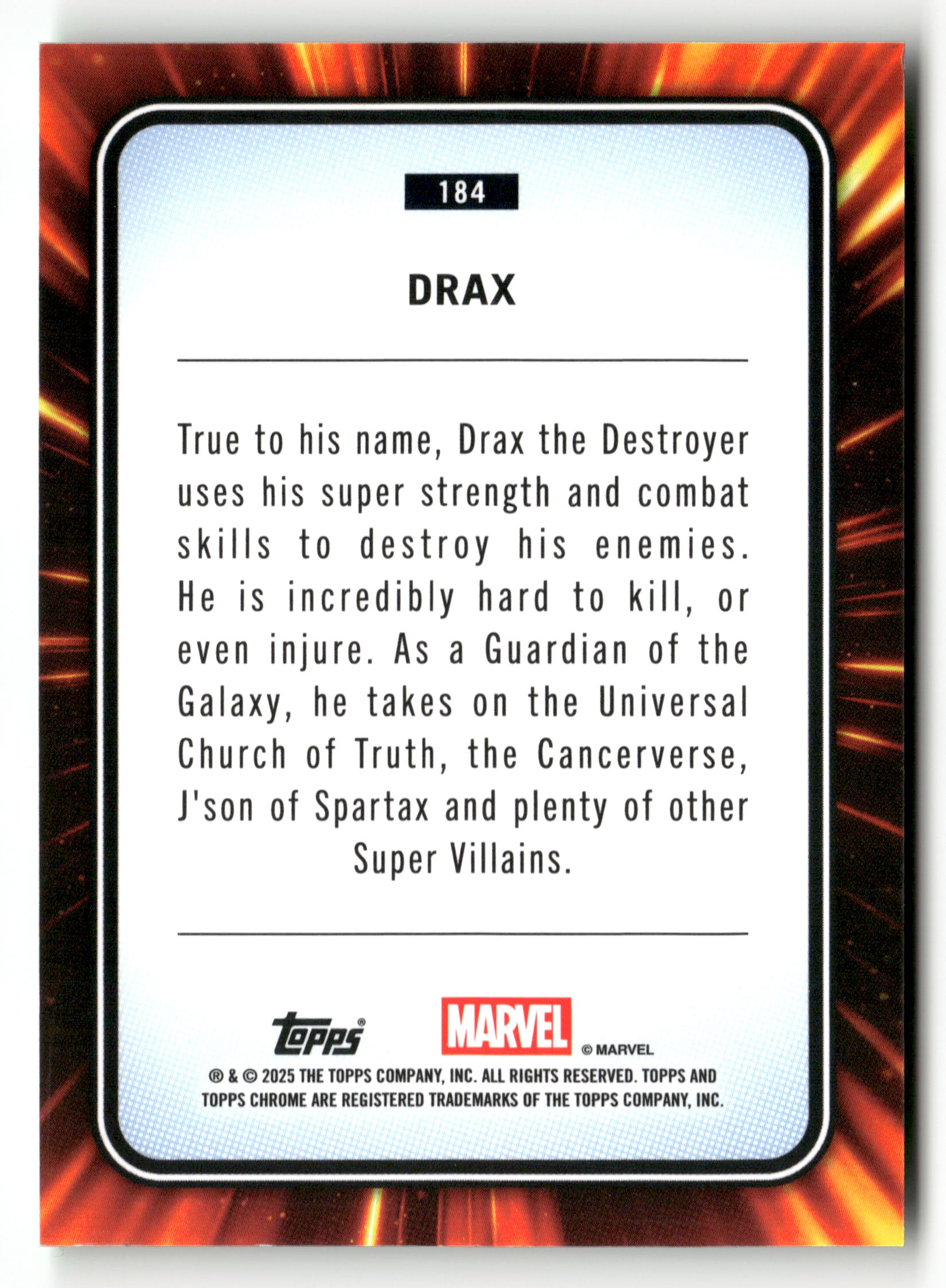 2025 Topps Chrome Marvel #184 Drax Hulk Green Lazer