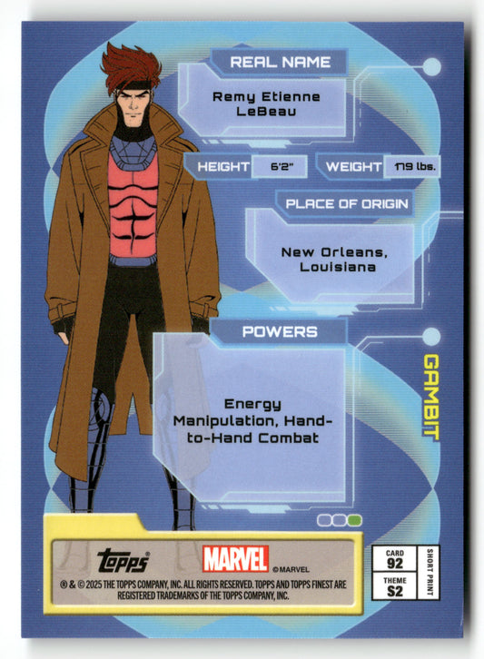 2025 Topps Finest X-Men '97 #92 Gambit Gold Refractor