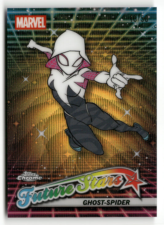 2025 Topps Chrome Marvel #FS-1 Ghost-Spider Future Stars Gold Wave